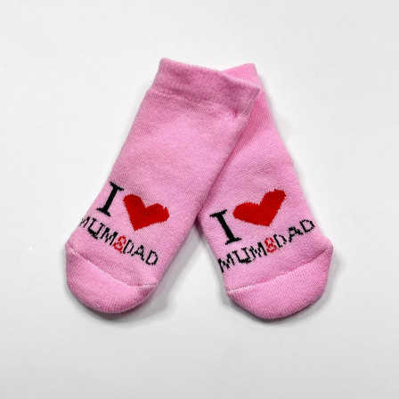 Махрові носочки для малюків I love mum and dad Яскраво-рожеві 0-12 міс