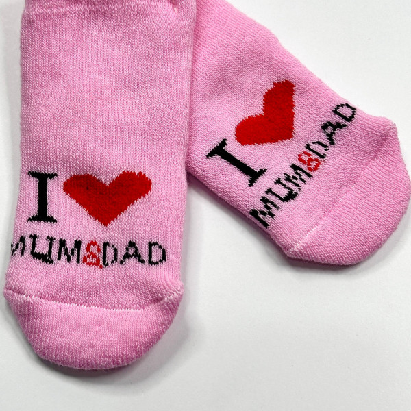 Махрові носочки для малюків I love mum and dad Яскраво-рожеві 0-12 міс