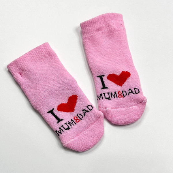 Махрові носочки для малюків I love mum and dad Яскраво-рожеві 0-12 міс