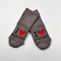 Махрові носочки для малюків I love mum and dad Сірі 0-12 міс