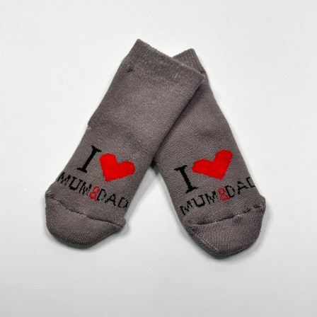 Махрові носочки для малюків I love mum and dad Сірі 0-12 міс