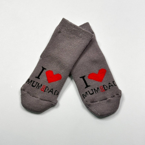 Махрові носочки для малюків I love mum and dad Сірі 0-12 міс