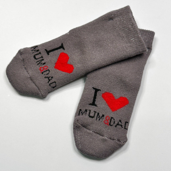 Махрові носочки для малюків I love mum and dad Сірі 0-12 міс