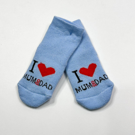 Махрові носочки для малюків I love mum and dad Голубі 0-12 міс