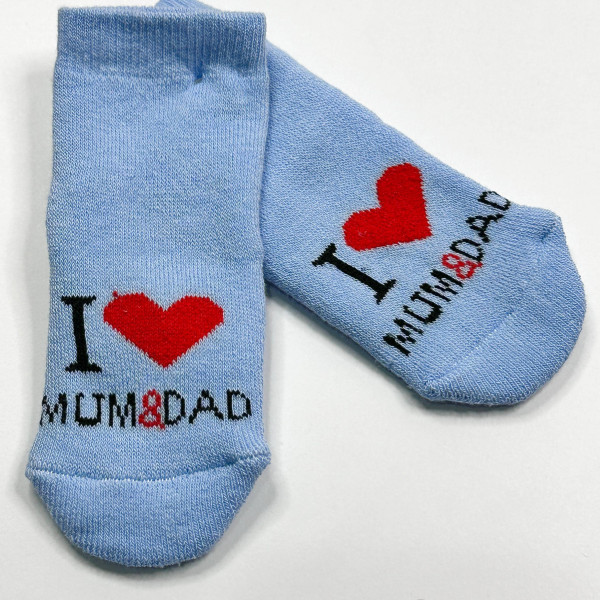 Махрові носочки для малюків I love mum and dad Голубі 0-12 міс