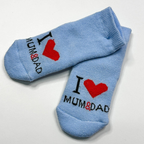 Махрові носочки для малюків I love mum and dad Голубі 0-12 міс