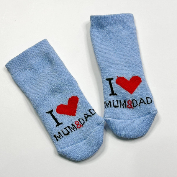 Махрові носочки для малюків I love mum and dad Голубі 0-12 міс