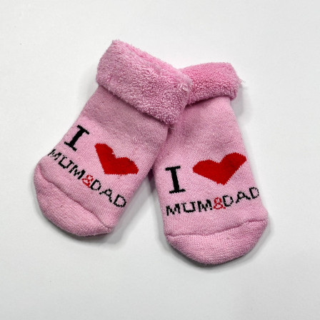 Махрові носочки для малюків I love mum and dad Рожеві 0-12 міс