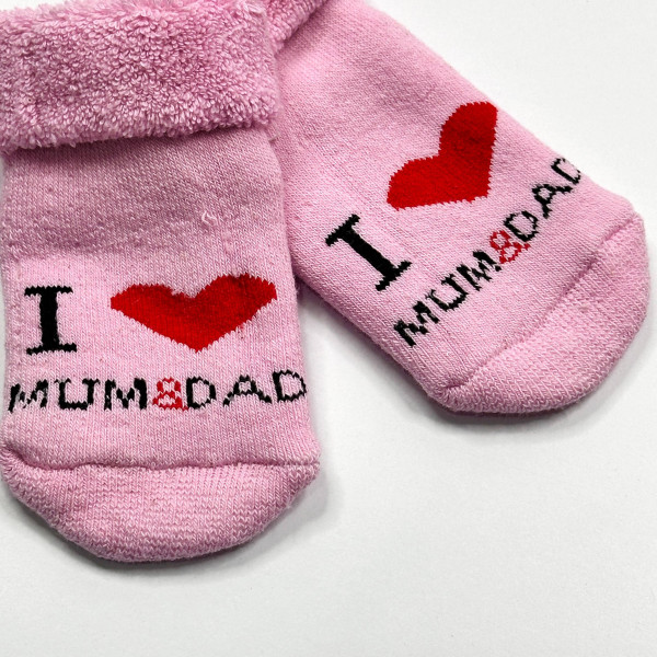 Махрові носочки для малюків I love mum and dad Рожеві 0-12 міс