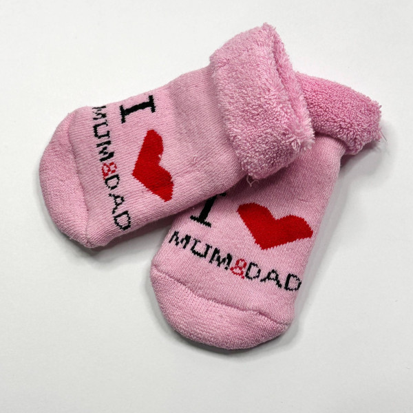 Махрові носочки для малюків I love mum and dad Рожеві 0-12 міс