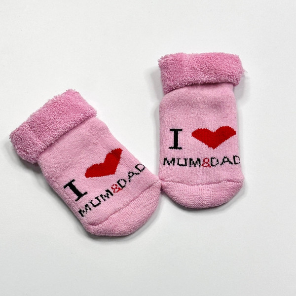 Махрові носочки для малюків I love mum and dad Рожеві 0-12 міс