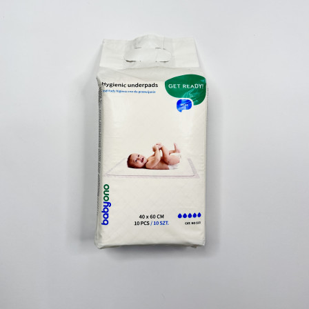 Одноразові, непромокаючі пелюшки від BabyOno 40/60 см, 10 шт/уп