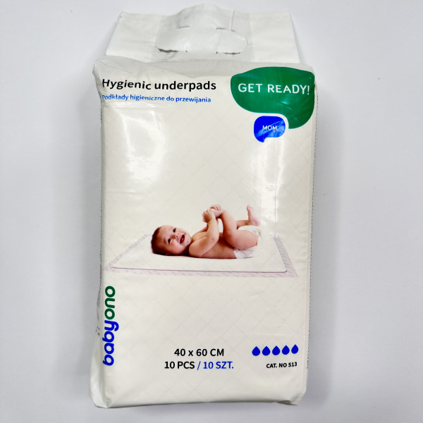 Одноразові, непромокаючі пелюшки від BabyOno 40/60 см, 10 шт/уп