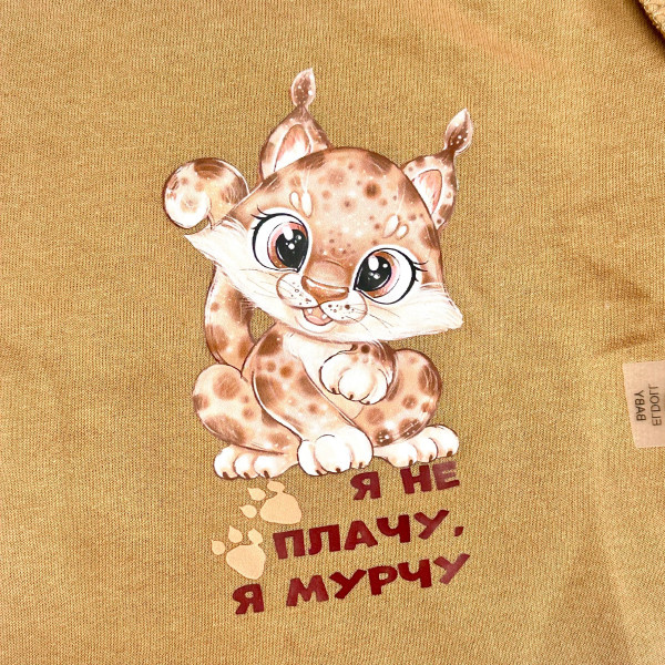 Дитяча розпашонка для немовлят з начесом Коричнева Я не плачу, я мурчу 56р-74р