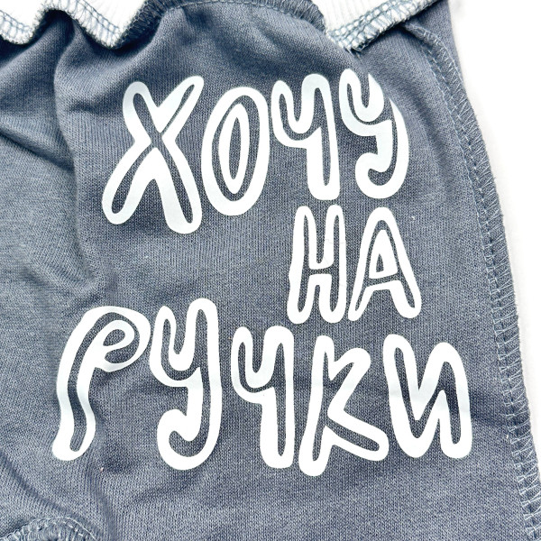 Дитячі повзунки з начесом Сірі Я хочу на ручки 56р-74р
