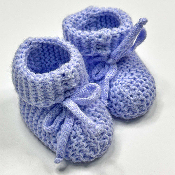 В'язані пінеточки для малюків Голубі зі шнурочкамии 0-6 міс