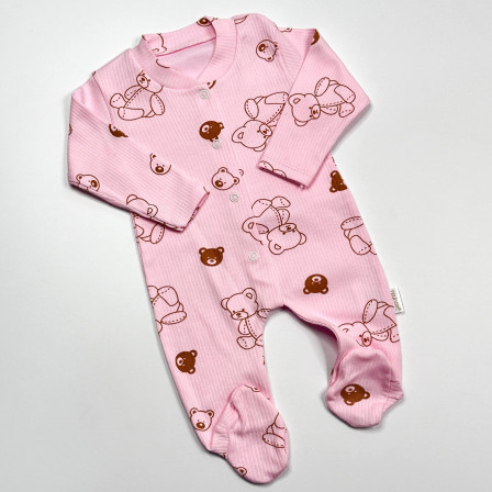 Дитячий чоловічок із рубчика Рожевий Іграшкові Ведмедики 56р-62р